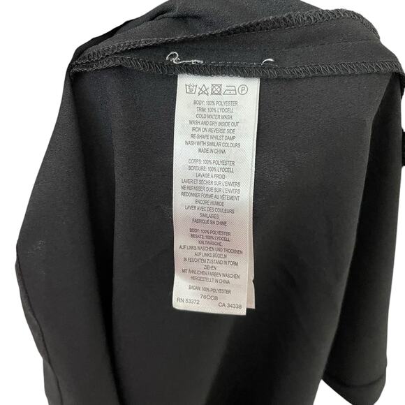 French Connection Medium Blouse Dolman Cap Sleeve Solid Black Top Shirt - Picture 3 of 8